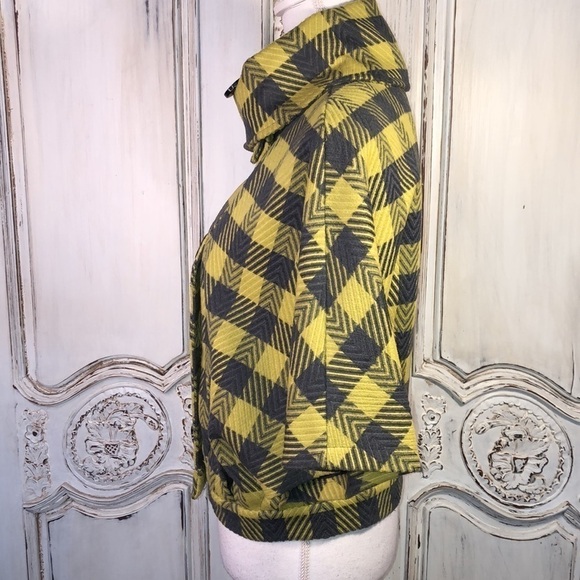Twenty One Chartreuse and Gray Plaid French Vibes Double Breasted Jacket Size M - Picture 8 of 12
